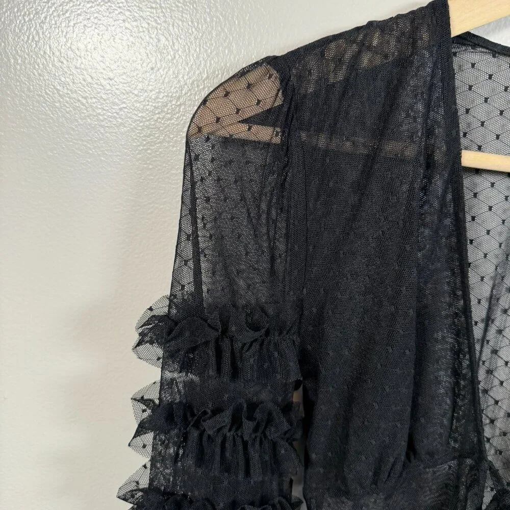 Free People Love Again Mesh Bodysuit Size XS Sheer Ruffle Romantic Sexy